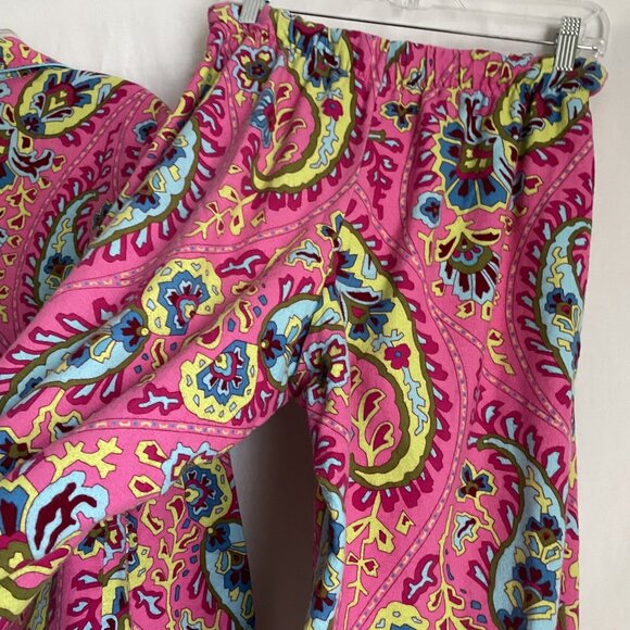 Nick & Nora VTG Flannel Print Pajamas 2 Piece SET Size S Pink Paisley Top Pants - Picture 12 of 16
